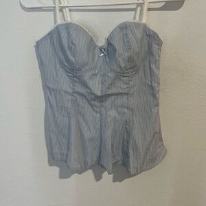 Zara Blue and White Striped Top